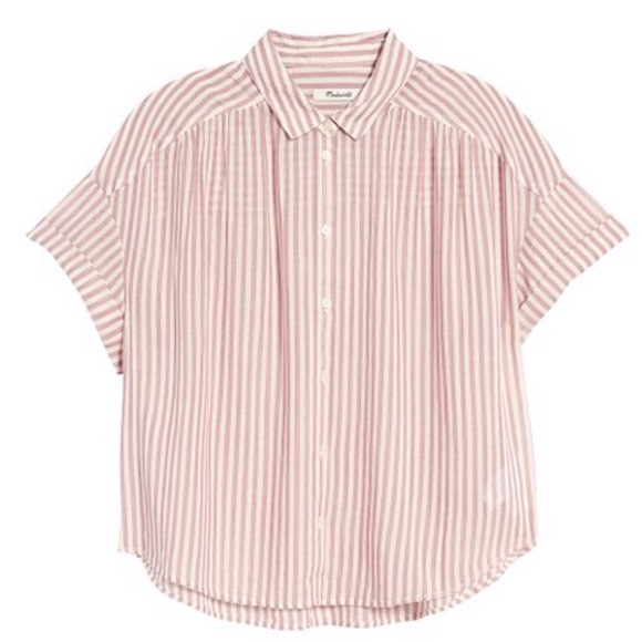 NWT Madewell button down shirt red pink stripe - Picture 1 of 2